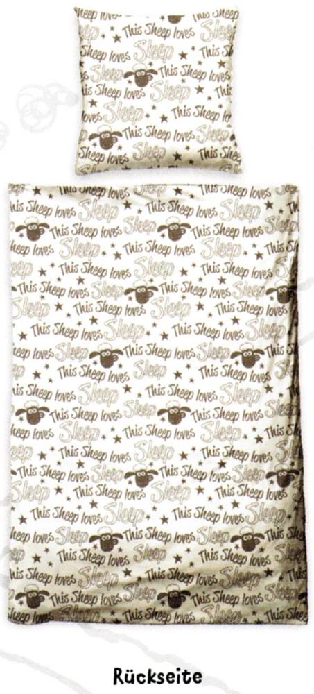 Bettwäsche Shaun das Schaf - Love Sleep - 135 x 200 cm + 80 x 80 cm - Baumwolle